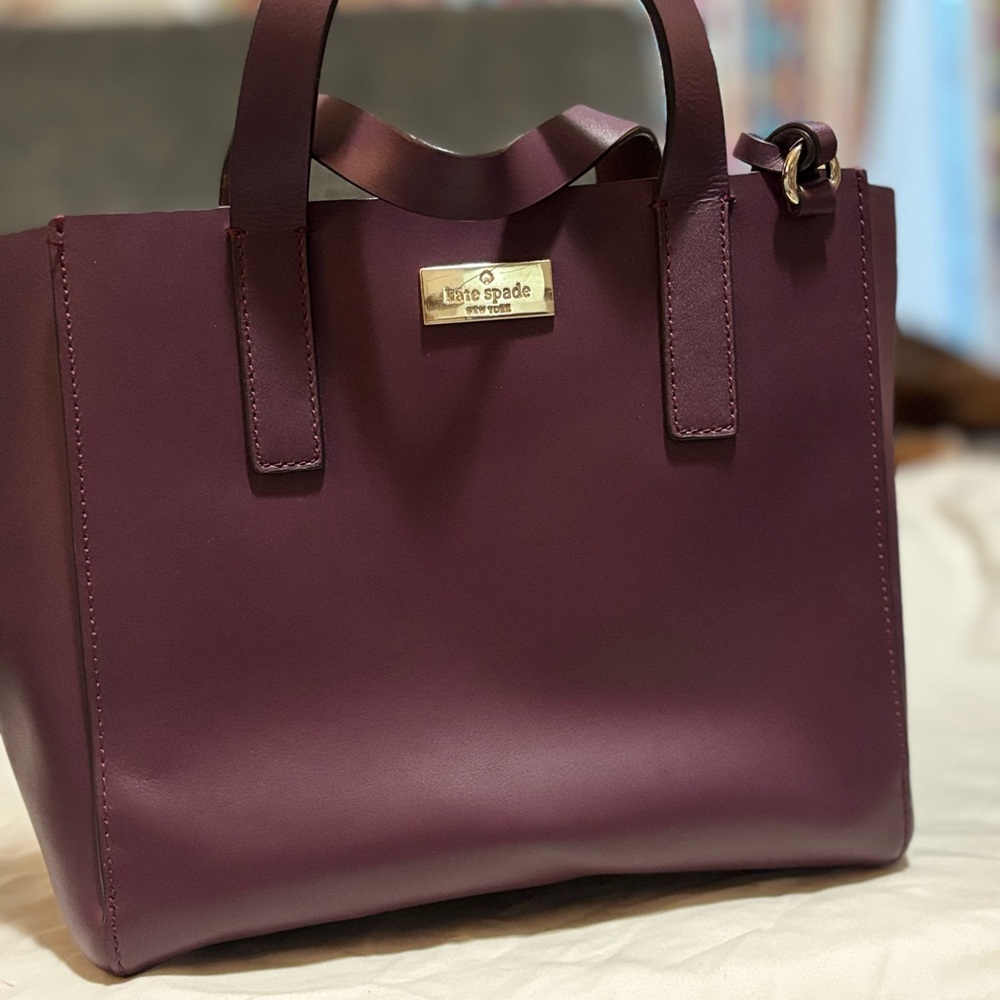 Kate Spade Purple Structured Tote with Gold Hardware